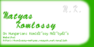 matyas komlossy business card